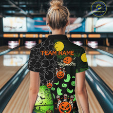 Load image into Gallery viewer, Custom Funny Halloween Team Bowling Shirts For Women, Personalized Halloween Bowling Gifts NQS10833
