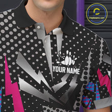 Load image into Gallery viewer, Colorful Lightning pattern Bowling Polo, Quarter Zip Shirts For Men Custom Team Bowling Jerseys NQS11202