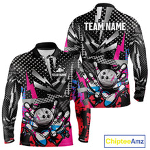 Load image into Gallery viewer, Colorful Lightning pattern Bowling Polo, Quarter Zip Shirts For Men Custom Team Bowling Jerseys NQS11202