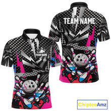 Load image into Gallery viewer, Colorful Lightning pattern Bowling Polo, Quarter Zip Shirts For Men Custom Team Bowling Jerseys NQS11202
