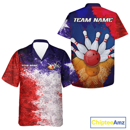 Custom Texas Flag Bowling Button-up Shirt, Patriotic Texas Bowling Team League Jerseys NQS11626