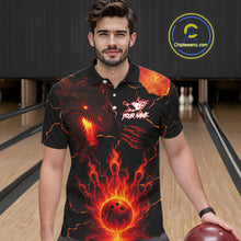Load image into Gallery viewer, Dragon Flame Bowling Polo, Quarter Zip Shirts For Men Custom Dragon Bowling Team Jerseys NQS11049