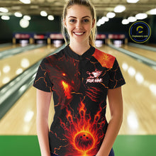 Load image into Gallery viewer, Dragon Flame Bowling Polo, Quarter Zip Shirts For Women Custom Dragon Bowling Team Jerseys NQS11049