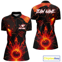 Load image into Gallery viewer, Dragon Flame Bowling Polo, Quarter Zip Shirts For Women Custom Dragon Bowling Team Jerseys NQS11049