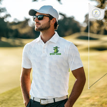 Load image into Gallery viewer, White and Green Funny Alligator Golf Polo Shirts For Men custom mens golf outfit, golfing gifts NQS10886