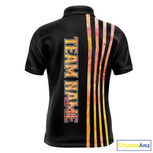 Load image into Gallery viewer, Personalized Watercolor Stripes Retro Bowling Team Shirts For Men, Black Bowling Attire For Men NQS11652