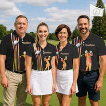 Load image into Gallery viewer, Personalized Watercolor Stripes Golf Polo Shirts For Men, Black Team Mens Golf Attire NQS11651