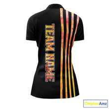Load image into Gallery viewer, Personalized Watercolor Stripes Retro Bowling Team Shirts For Women, Black Bowling Attire For Ladies NQS11652