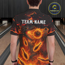 Load image into Gallery viewer, Black And Orange Flame Custom Dragon Bowling Shirts For Men, Dragon Team Bowling League Shirts NQS11071