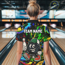 Load image into Gallery viewer, Green graffiti pattern Funny Bowling polo, quarter zip shirts for women custom Bowling team jerseys NQS11079