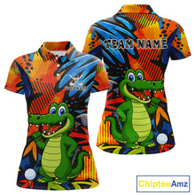 Load image into Gallery viewer, Custom Funny Colorful Graffiti Alligator Golf Polo Shirt For Women, Personalized ladies golf wear NQS10736