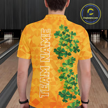 Load image into Gallery viewer, Orange pattern Green clovers St Patrick's Day Bowling Shirts for Men Custom Bowling Team jerseys NQS11696