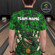 Load image into Gallery viewer, Funny Alligator Bowling Shirts For Men Custom Green graffiti pattern St Patrick Bowling Team Jersey NQS11161