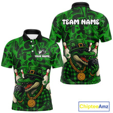 Load image into Gallery viewer, Funny Alligator Bowling Shirts For Men Custom Green graffiti pattern St Patrick Bowling Team Jersey NQS11161