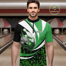 Load image into Gallery viewer, Green shamrock pattern Bowling Shirts For Men custom St Patrick&#39;s Day bowling outfits team jerseys NQS11166