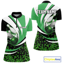 Load image into Gallery viewer, Green shamrock pattern Bowling Shirts For Women custom St Patrick&#39;s Day bowling outfits team jerseys NQS11166