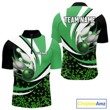 Load image into Gallery viewer, Green shamrock pattern Bowling Shirts For Men custom St Patrick&#39;s Day bowling outfits team jerseys NQS11166