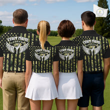 Load image into Gallery viewer, Black and Green Camo American Flag Golf Polo Shirts For Women Custom patriotic ladies&#39;s golf clothing NQS11178