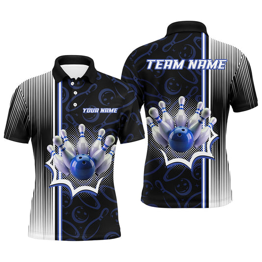 Blue Bowling Camo Custom Bowling Shirts For Men Bowling League Jerseys Bowler Outfit NQS8417