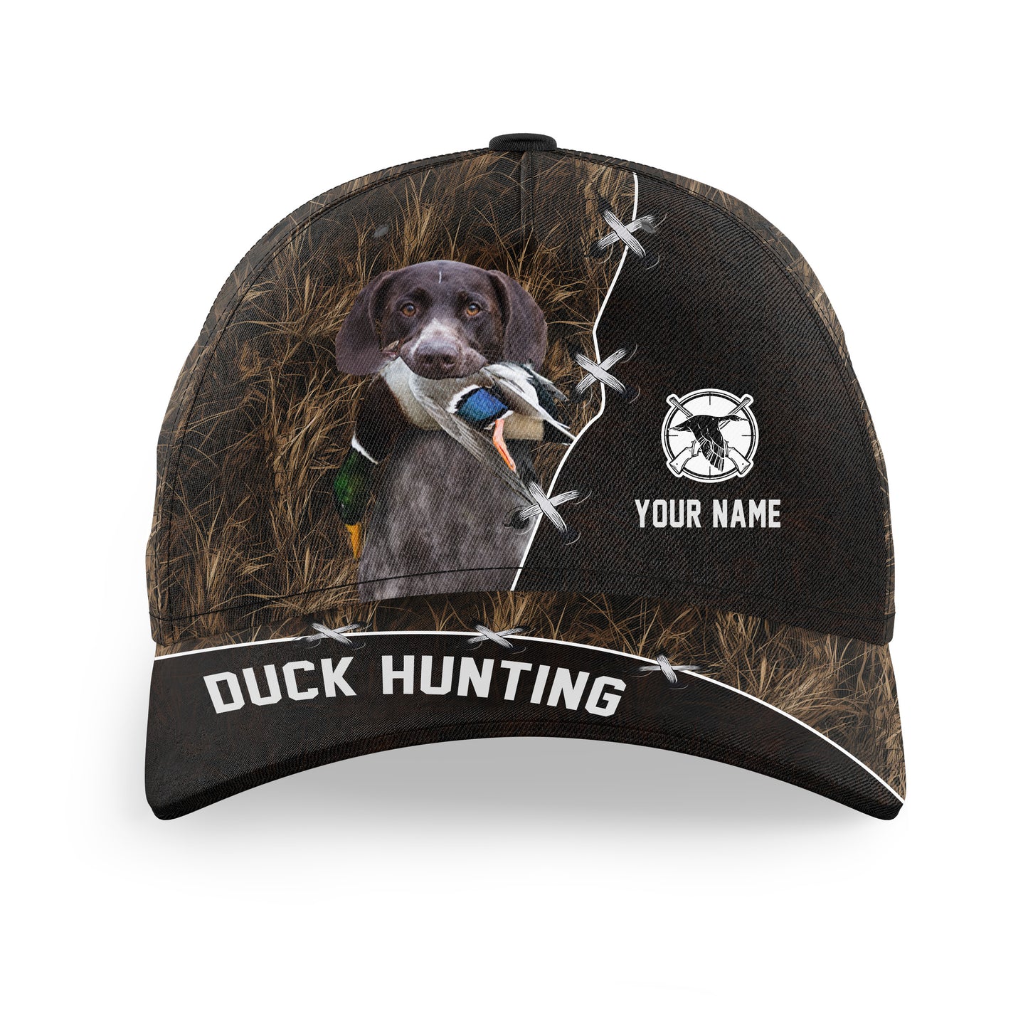 Duck Hunting Hat Waterfowl Camo with many Duck Hunting Dogs to choose from, Personalized  Duck Hunting Hat FSD4210