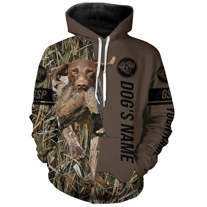 German Shorthaired Pointer Hunting dog customized Name Shirt, camo and brown color FSD4669