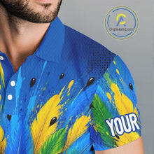 Load image into Gallery viewer, Close up of funny Hawaiian bird golf jersey, custom name area, breathable polyester fabric.