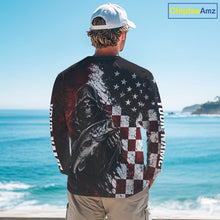 Load image into Gallery viewer, Grim Reaper Largemouth Bass Jersey – American Flag Patriotic Fisherman Long Sleeve Fishing Shirt