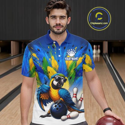 Custom Green Funny Parrot Bowling Jersey For Men Bowling League Bowling Team Shirts NHT1201