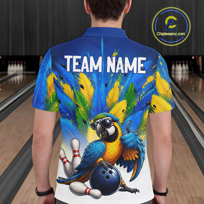 Custom Green Funny Parrot Bowling Jersey For Men Bowling League Bowling Team Shirts NHT1201
