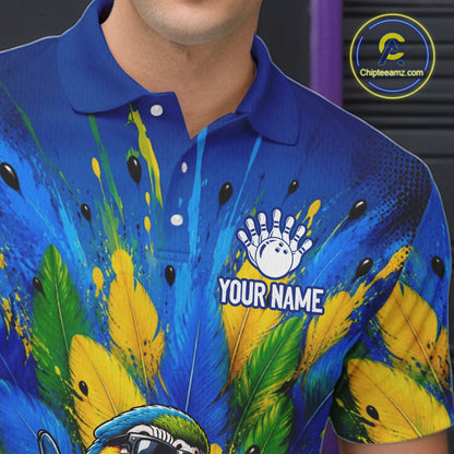 Custom Green Funny Parrot Bowling Jersey For Men Bowling League Bowling Team Shirts NHT1201