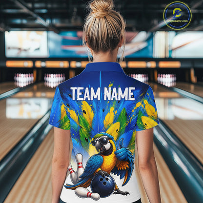 Custom Green Funny Parrot Bowling Jersey For Women Bowling League Bowling Team Shirts NHT1201