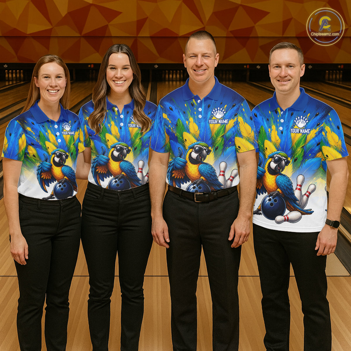 Custom Green Funny Parrot Bowling Jersey For Women Bowling League Bowling Team Shirts NHT1201