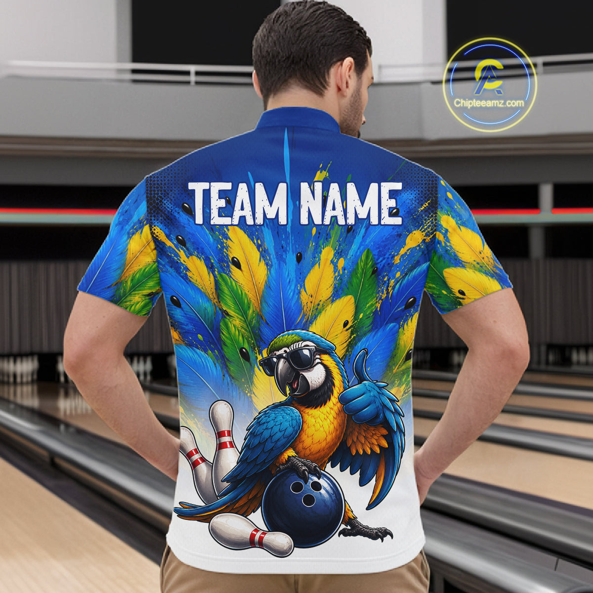 Custom Green Funny Parrot Bowling Jersey For Men Bowling League Bowling Team Shirts NHT1201