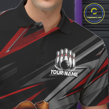 Personalized Team Jersey Men's Custom Cowboy Duck Bowling Polo & 1/4 Zip Shirt |Red NHT1204