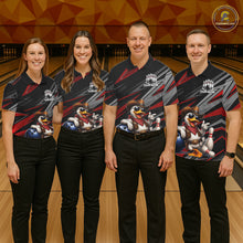 Load image into Gallery viewer, Personalized Team Jersey Women's Custom Cowboy Duck Bowling Polo &amp; 1/4 Zip Shirt |Red NHT1204