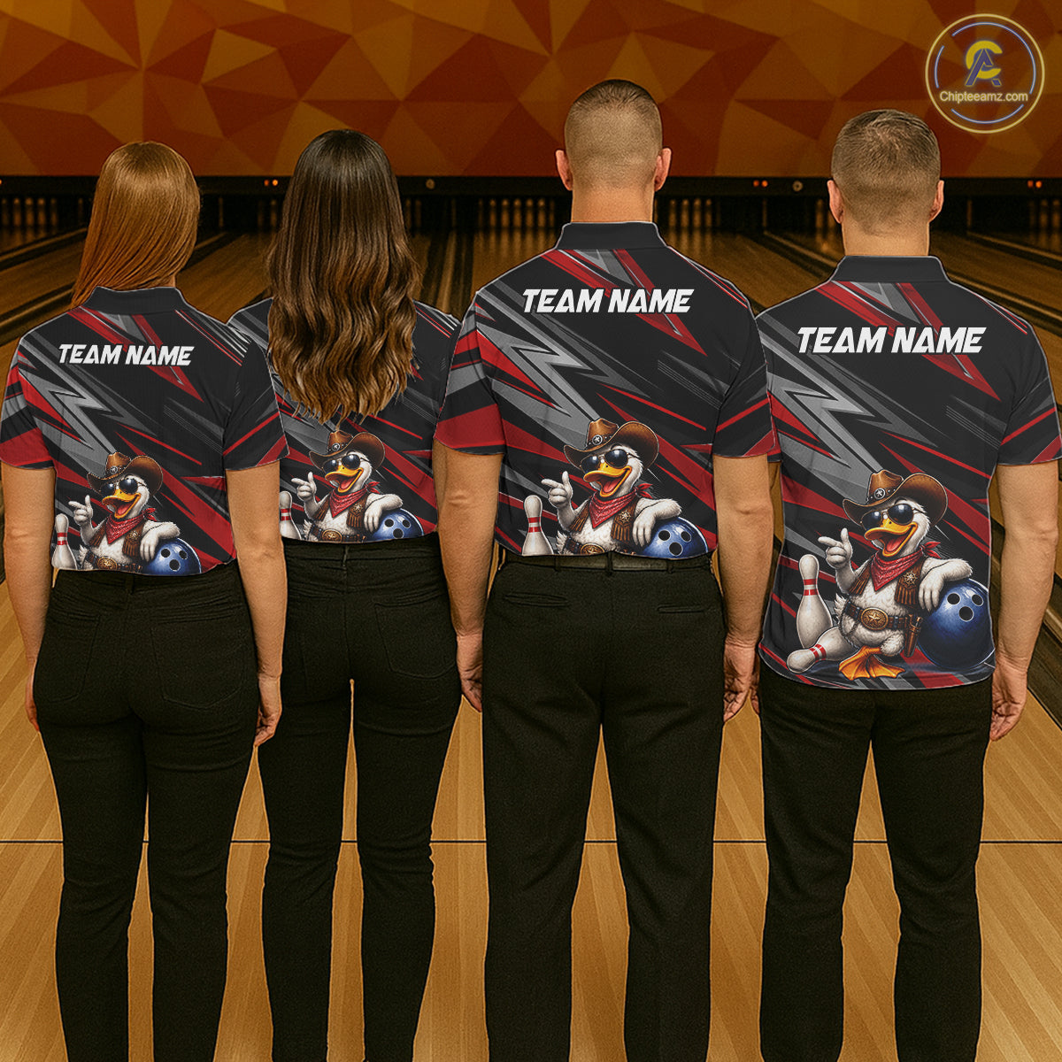 Personalized Team Jersey Women's Custom Cowboy Duck Bowling Polo & 1/4 Zip Shirt |Red NHT1204