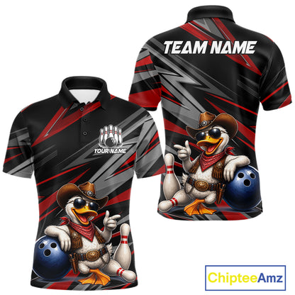 Men's personalized cowboy duck bowling jersey – close-up design