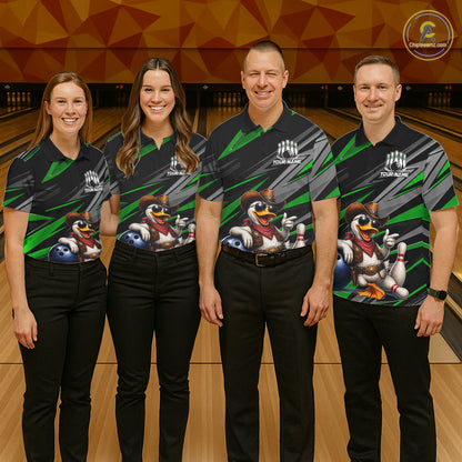 Personalized Team Jersey Men's Custom Cowboy Duck Bowling Polo & 1/4 Zip Shirt |Green NHT1205
