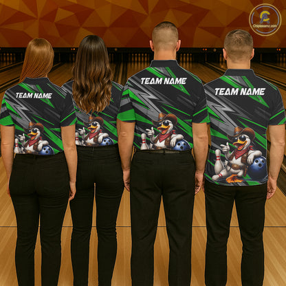 Personalized Team Jersey Women's Custom Cowboy Duck Bowling Polo & 1/4 Zip Shirt |Green NHT1205