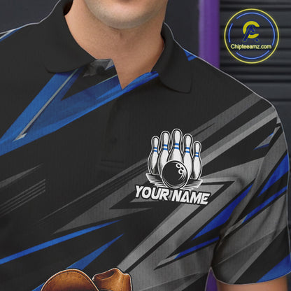 Personalized Team Jersey Men's Custom Cowboy Duck Bowling Polo & 1/4 Zip Shirt |Blue NHT1206