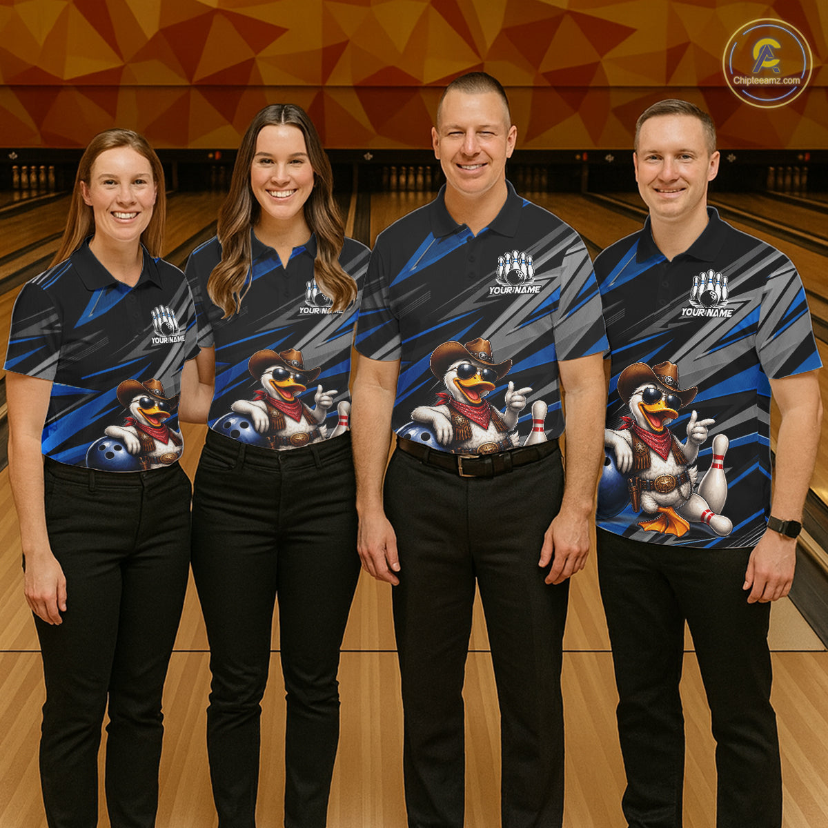 Personalized Team Jersey Women's Custom Cowboy Duck Bowling Polo & 1/4 Zip Shirt |Blue NHT1206
