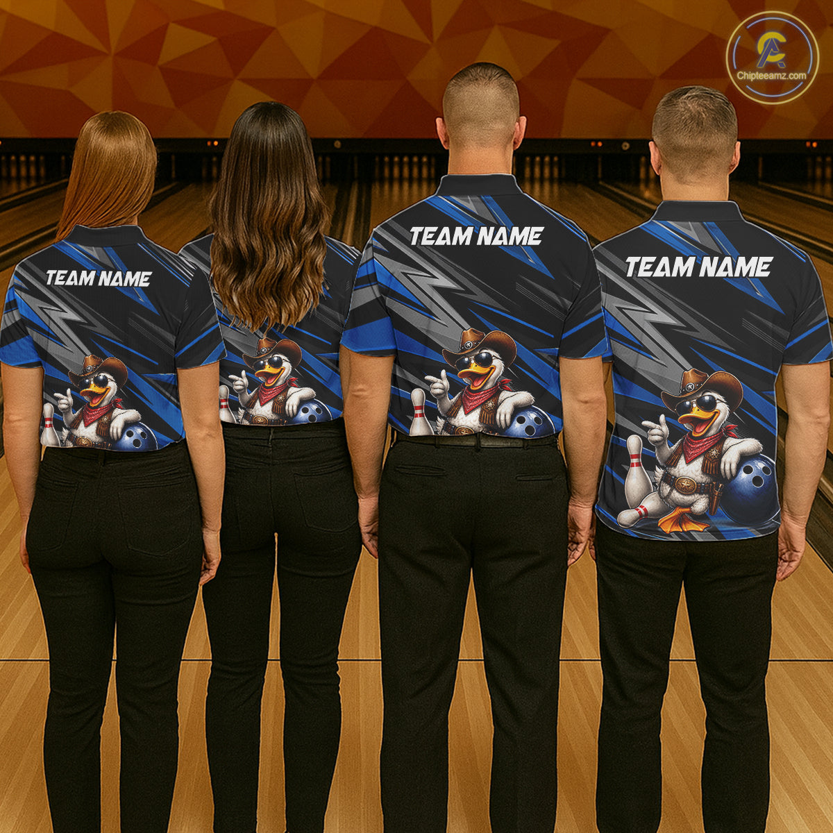 Personalized Team Jersey Men's Custom Cowboy Duck Bowling Polo & 1/4 Zip Shirt |Blue NHT1206