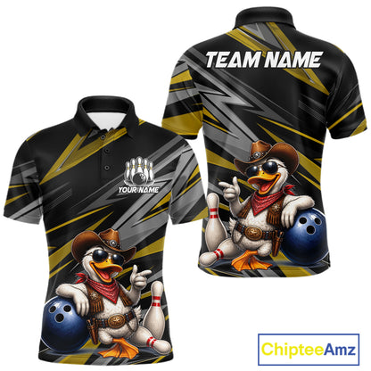 Men's personalized cowboy duck bowling jersey – yellow close-up