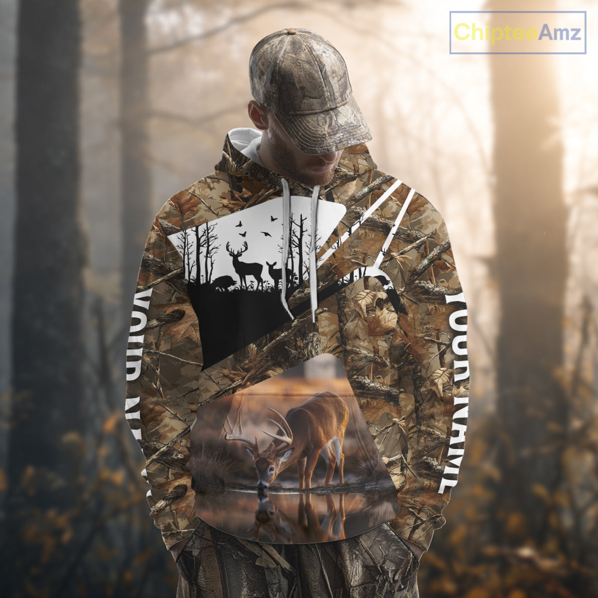 Deer Hunting 3D All Over Print Shirt Personalized Brown Fall Season Camo Hunting Clothes NHT204