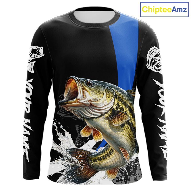 Personalized Bass Fishing Jersey, Bass Fishing Shirt Long Sleeve Fishing Apparel For Men NHT872