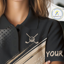 Load image into Gallery viewer, Funny Raccoon Golf Polo Shirt Custom Name Golf Beer Polo Gift For Women Black Beige Golf Jersey  NHT891