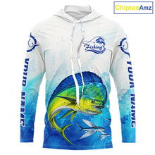 Load image into Gallery viewer, Mahi Mahi Fishing Long Sleeve Hooded Gift For Men Deep Sea Saltwater Angler Ocean Adventure 