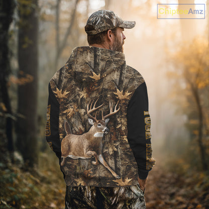 Forest Camo Deer Hunting Shirt, Deer Buck With Full All Over 3D For Deer Hunters NHT344