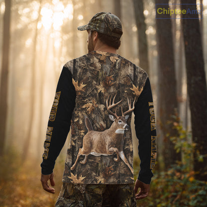 Forest Camo Deer Hunting Shirt, Deer Buck With Full All Over 3D For Deer Hunters NHT344