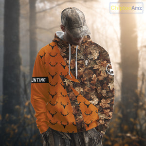 Whitetail Deer Hunting Orange and Autumn Camo Shirts, Personalized Hunting Shirt NHT212